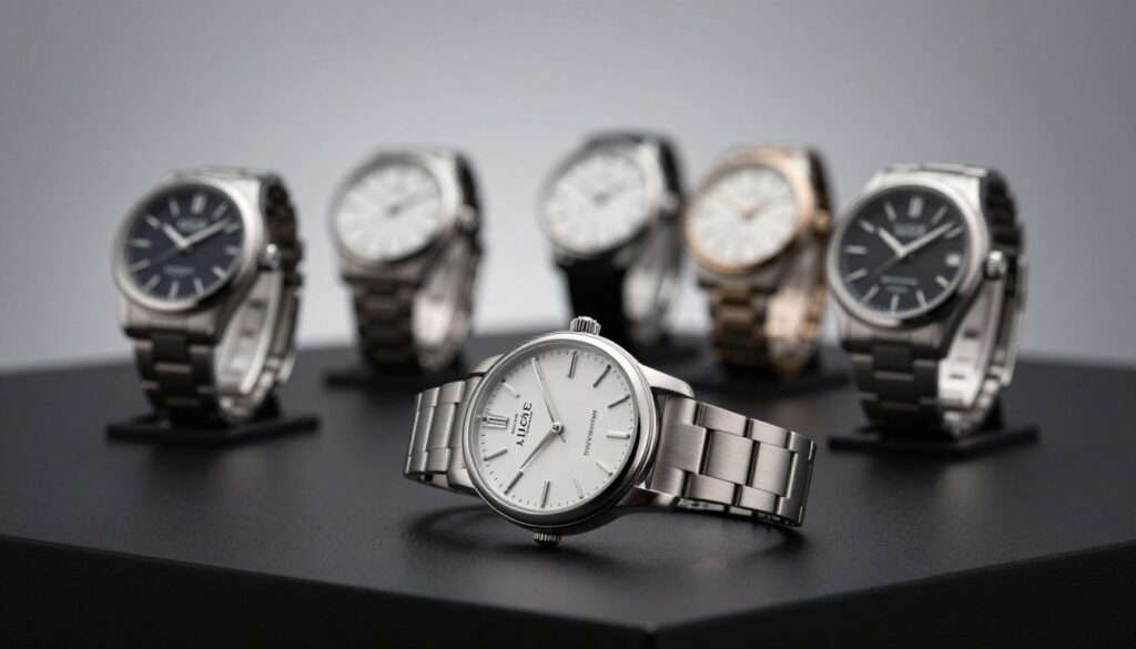 A close-up view of a prominent Lige watch displayed on a sleek black surface, showcasing the watch's exquisite craftsmanship and attention to detail. The foreground features the watch with a polished metal strap and an elegant dial, highlighted by soft, diffused lighting that accentuates its features. In the middle ground, subtly blurred, are several other Lige watch models in a slight arc, demonstrating the variety in styles. The background is a smooth gradient of soft gray, creating a sophisticated atmosphere. The mood is classy and professional, perfect for a luxury watch showcase. This image captures the essence of quality and style, ideal for illustrating the discussions of popular Lige watch models. A close-up view of a prominent Lige watch displayed on a sleek black surface, showcasing the watch's exquisite craftsmanship and attention to detail. The foreground features the watch with a polished metal strap and an elegant dial, highlighted by soft, diffused lighting that accentuates its features. In the middle ground, subtly blurred, are several other Lige watch models in a slight arc, demonstrating the variety in styles. The background is a smooth gradient of soft gray, creating a sophisticated atmosphere. The mood is classy and professional, perfect for a luxury watch showcase. This image captures the essence of quality and style, ideal for illustrating the discussions of popular Lige watch models.