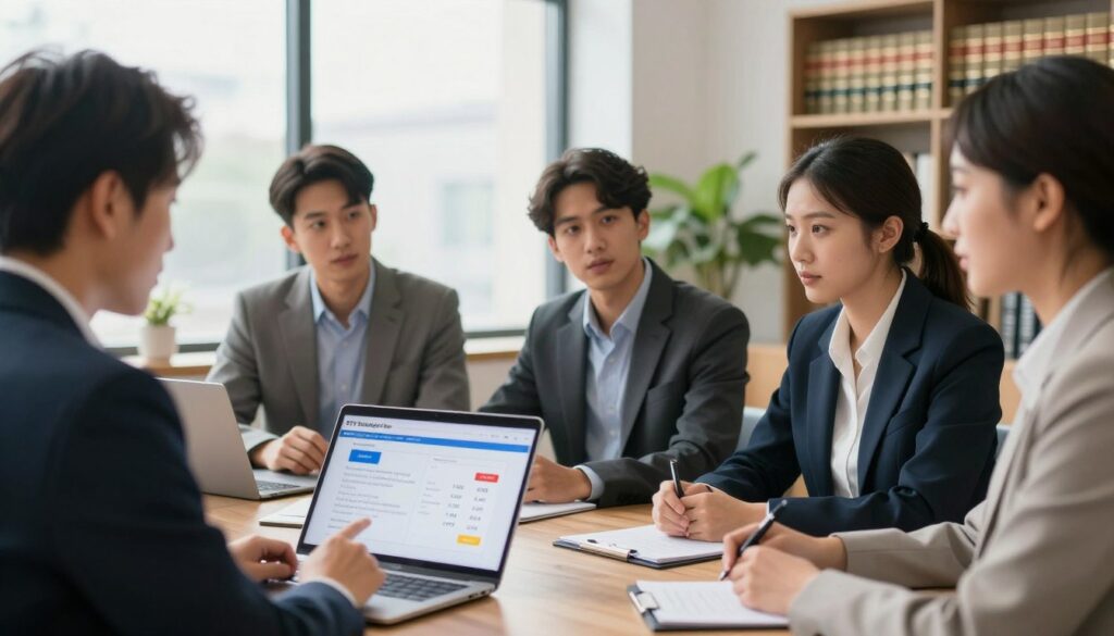 A diverse group of professionally dressed individuals engaged in a discussion about the RTV subscription fees in a modern office setting, showcasing a balance of genders and ethnicities. In the foreground, one person points to a digital chart displaying RTV costs and exemptions, while others listen attentively. The middle section includes a large window with natural light flooding in, illuminating the space and creating a warm atmosphere. The background features subtle elements of office decor like plants and bookshelves filled with legal texts. Use a shallow depth of field to focus on the group, with a slight bokeh effect on the background. Aim for a balanced composition, portraying a constructive and informative mood that reflects the subject matter. A diverse group of professionally dressed individuals engaged in a discussion about the RTV subscription fees in a modern office setting, showcasing a balance of genders and ethnicities. In the foreground, one person points to a digital chart displaying RTV costs and exemptions, while others listen attentively. The middle section includes a large window with natural light flooding in, illuminating the space and creating a warm atmosphere. The background features subtle elements of office decor like plants and bookshelves filled with legal texts. Use a shallow depth of field to focus on the group, with a slight bokeh effect on the background. Aim for a balanced composition, portraying a constructive and informative mood that reflects the subject matter.