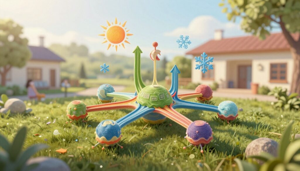 A full node, depicted as a complex network structure, intertwining and connecting multiple pathways in a vibrant, detailed manner. The node should be the central focus in the foreground, crafted in colorful, textured lines showing the flow of information and energy. In the middle ground, incorporate abstract representations of seasonal elements—like a sun for summer and snowflakes for winter—symbolizing how costs change throughout the year. The background should provide a blurred landscape of a tranquil sanatorium, suggesting relaxation. Employ soft, warm lighting to create an inviting atmosphere, capturing a sense of harmony and peace. Use a wide-angle perspective to encompass the depth of the node and its surroundings, enhancing the visual complexity without overcrowding the image. A full node, depicted as a complex network structure, intertwining and connecting multiple pathways in a vibrant, detailed manner. The node should be the central focus in the foreground, crafted in colorful, textured lines showing the flow of information and energy. In the middle ground, incorporate abstract representations of seasonal elements—like a sun for summer and snowflakes for winter—symbolizing how costs change throughout the year. The background should provide a blurred landscape of a tranquil sanatorium, suggesting relaxation. Employ soft, warm lighting to create an inviting atmosphere, capturing a sense of harmony and peace. Use a wide-angle perspective to encompass the depth of the node and its surroundings, enhancing the visual complexity without overcrowding the image.