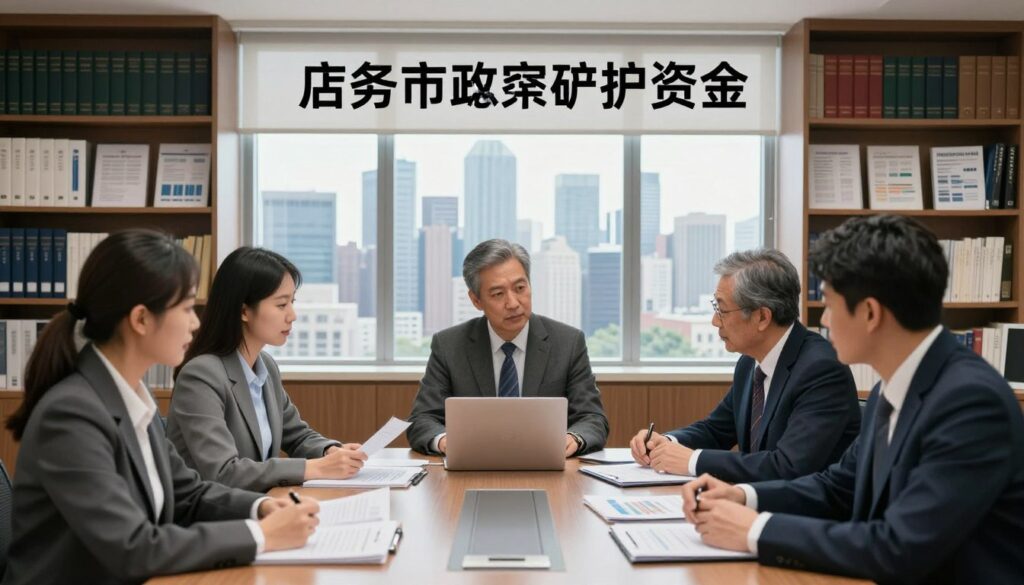 A government office scene focused on the role of the state treasury in bankruptcy funding. In the foreground, a diverse group of professionals in formal business attire are engaged in a discussion around a conference table, analyzing financial documents and charts. The middle layer features a large window showcasing a bustling city skyline, symbolizing economic activity. The background includes shelves lined with books and financial reports, creating an academic atmosphere. The lighting is bright and natural, illuminating the scene with a sense of clarity and purpose. The mood is serious yet collaborative, reflecting the significance of state involvement in financial matters. Overall, the composition should emphasize professionalism and the importance of government support in financial processes. A government office scene focused on the role of the state treasury in bankruptcy funding. In the foreground, a diverse group of professionals in formal business attire are engaged in a discussion around a conference table, analyzing financial documents and charts. The middle layer features a large window showcasing a bustling city skyline, symbolizing economic activity. The background includes shelves lined with books and financial reports, creating an academic atmosphere. The lighting is bright and natural, illuminating the scene with a sense of clarity and purpose. The mood is serious yet collaborative, reflecting the significance of state involvement in financial matters. Overall, the composition should emphasize professionalism and the importance of government support in financial processes.